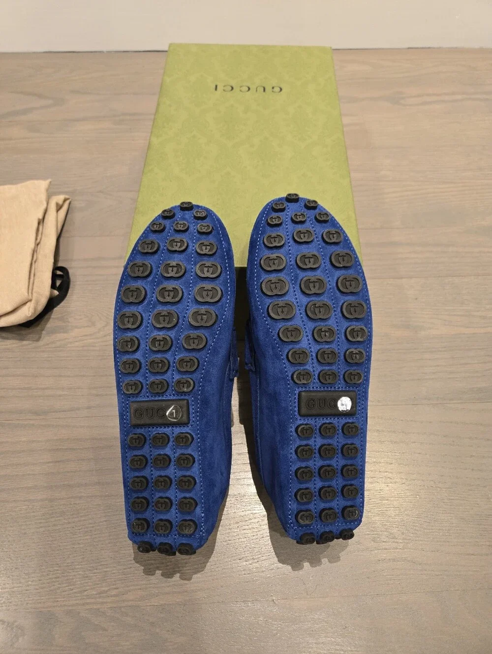$990 Gucci Driver Loafers Moccasin Horsebit Royal Blue Suede UK 7 US 7.5 BNIB